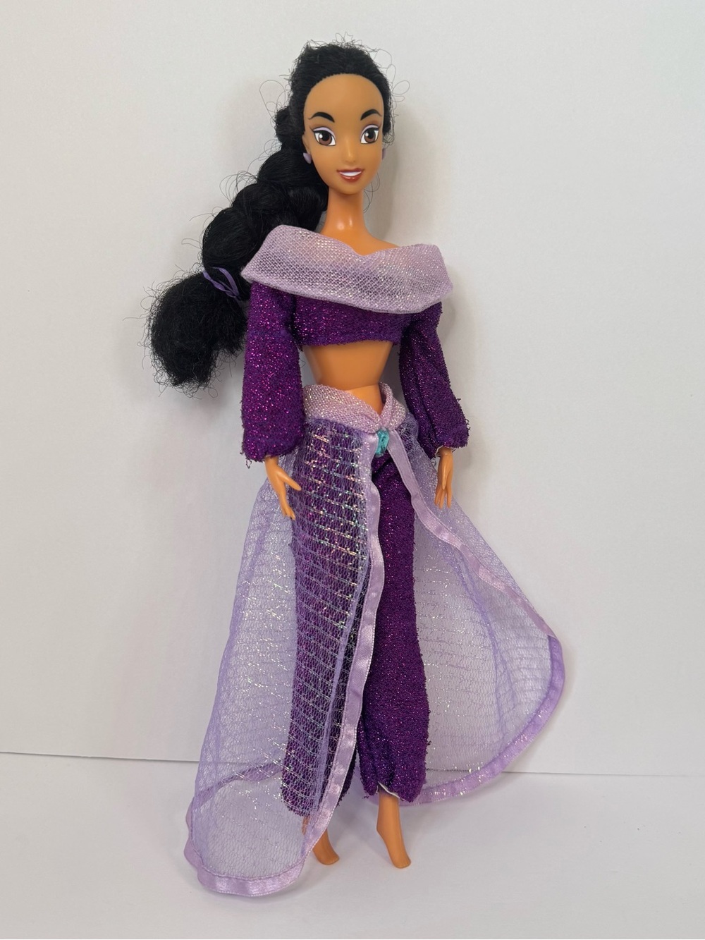 Vintage Disney Store Princess Jasmine Doll Sparkly Purple Outfit